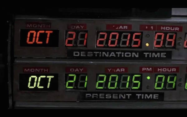 Oct 21, 2015 shown on the Back to the Future time machine's display.